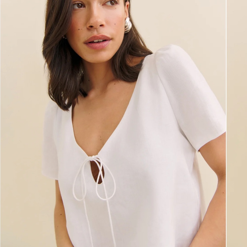 NWT Reformation Mayla Linen Top Ivory
